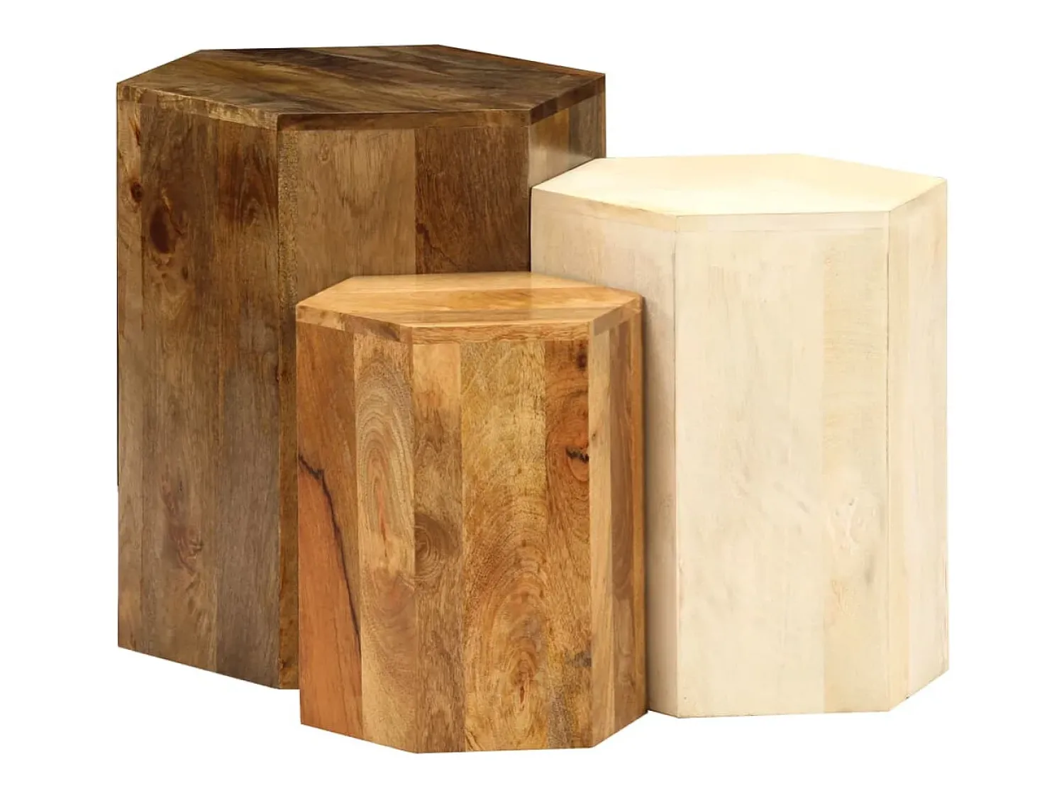 Conjunto de mesas de centro 3 pcs madeira de mangueira maciça^ Mesa De Centro