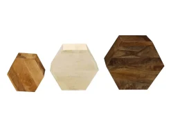 Conjunto de mesas de centro 3 pcs madeira de mangueira maciça^ Mesa De Centro