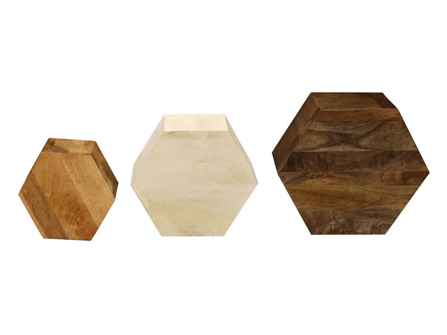 Conjunto de mesas de centro 3 pcs madeira de mangueira maciça^ Mesa De Centro