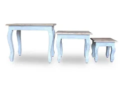 Mesa De Centro| Conjunto de mesas de encastrar 3 pcs madeira maciça reciclada PT372356 Castanho