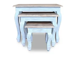Mesa De Centro| Conjunto de mesas de encastrar 3 pcs madeira maciça reciclada PT372356 Castanho
