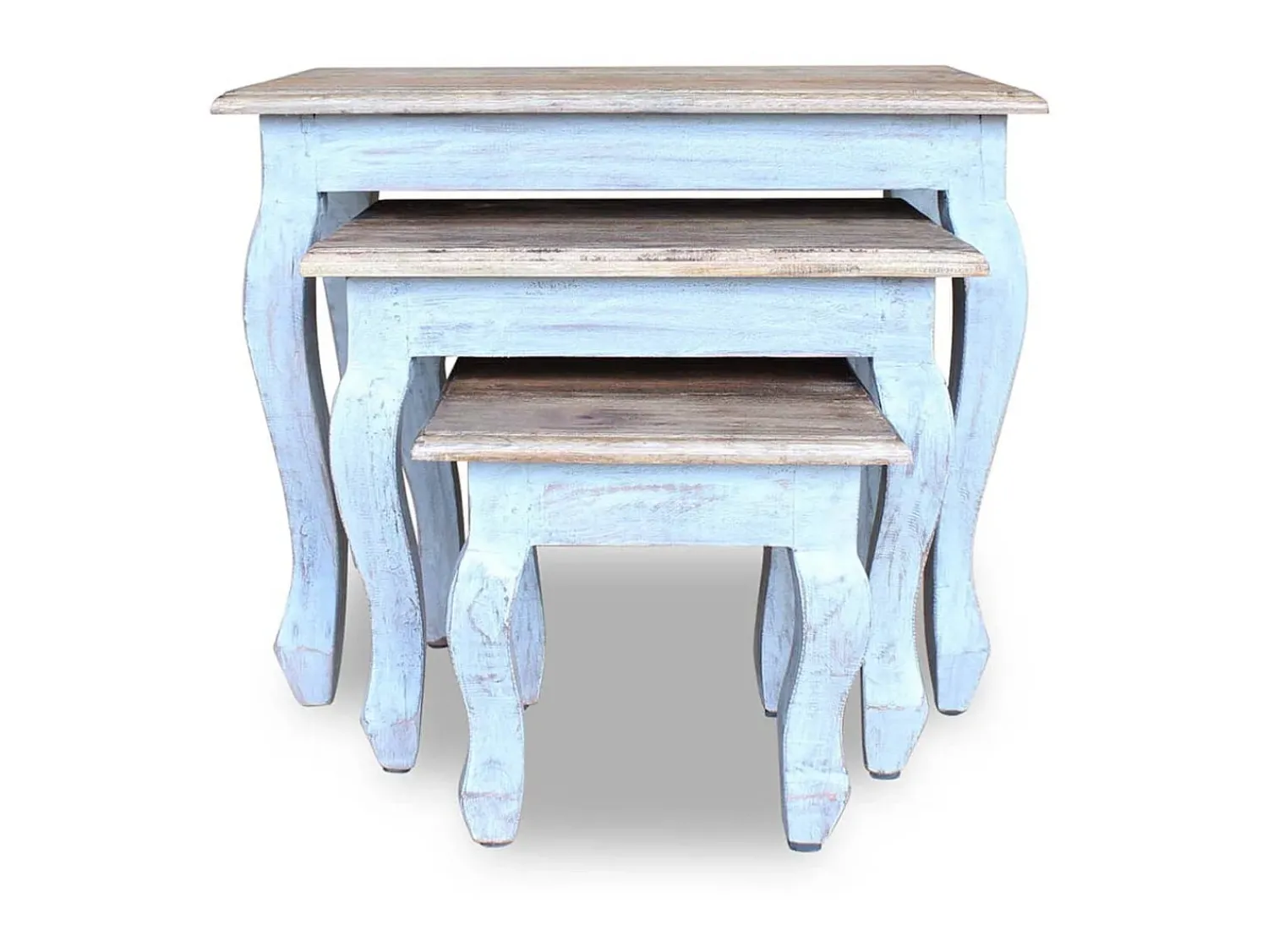 Mesa De Centro| Conjunto de mesas de encastrar 3 pcs madeira maciça reciclada PT372356 Castanho