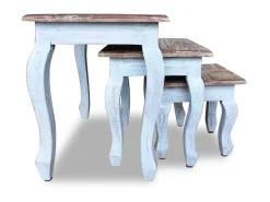 Mesa De Centro| Conjunto de mesas de encastrar 3 pcs madeira maciça reciclada PT372356 Castanho