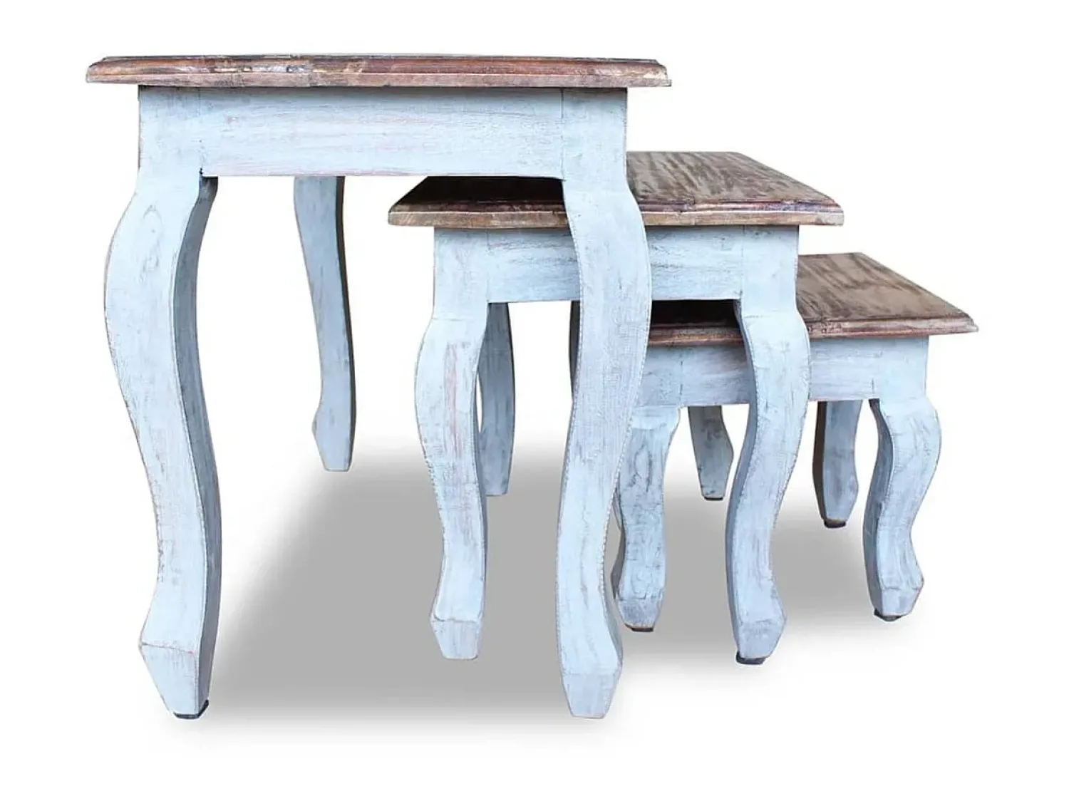 Mesa De Centro| Conjunto de mesas de encastrar 3 pcs madeira maciça reciclada PT372356 Castanho