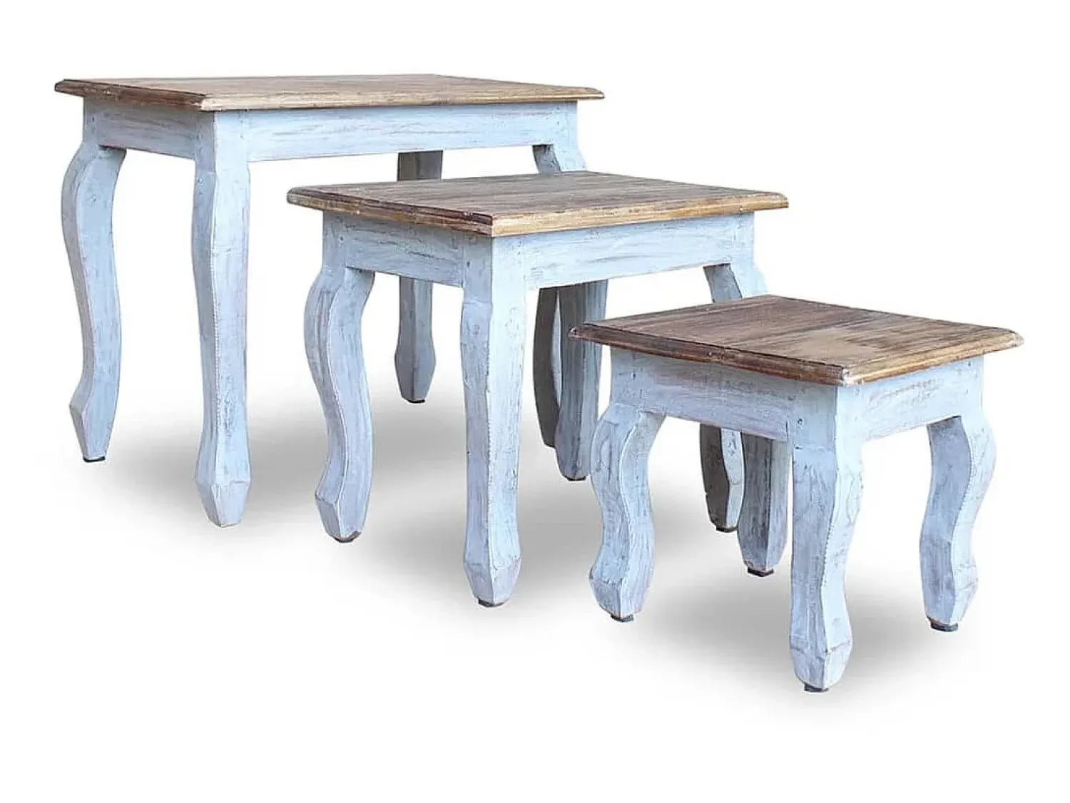 Mesa De Centro| Conjunto de mesas de encastrar 3 pcs madeira maciça reciclada PT372356 Castanho