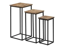 Mesa De Centro* Conjunto de mesas para plantas 3 pcs teca recuperada PT438136 Castanho