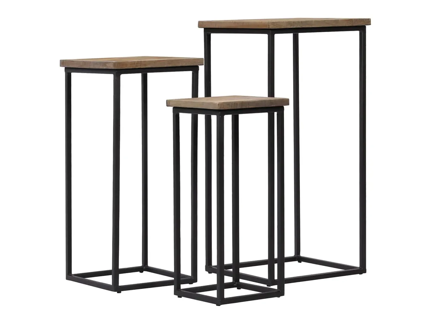 Mesa De Centro* Conjunto de mesas para plantas 3 pcs teca recuperada PT438136 Castanho