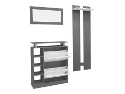Móvel De Entrada|ModernLuxe Conjunto de mobiliário de entrada - 1 espelho + 2 painéis de parede + 1 sapateira - Cinza Cinzento