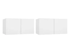 Móvel De Tv|Helloshop26 Conjunto de móveis armário aparador TV televisão sala de estar quarto sala de estar 4 peças madeira projetada 02_0024683 Branco