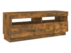Móvel De Tv|Helloshop26 Conjunto de móveis armário aparador TV televisão sala quarto sala com luzes LED 3 peças carvalho fumê marrom 02_0025342 Castanho