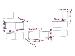 Móvel De Tv|Helloshop26 Conjunto de móveis armário aparador tv televisão sala quarto sala 7 peças madeira projetada branca 02_0025145 Branco