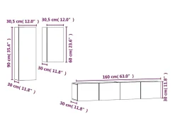 Móvel De Tv*Helloshop26 Conjunto de móveis armário aparador TV televisão sala de estar quarto sala 4 peças sonoma carvalho madeira projetada marrom 02_0024816 Castanho