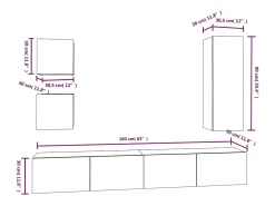 Móvel De Tv|Helloshop26 Conjunto de móveis armário buffet TV televisão sala de estar quarto sala de estar 5 peças madeira projetada branca 02_0024864 Branco