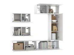 Móvel De Tv|Helloshop26 Conjunto de móveis armário aparador TV televisão sala de estar quarto sala de estar 6 peças madeira projetada 02_0025015 Branco