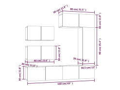 Móvel De Tv|Helloshop26 Conjunto de móveis armário aparador TV televisão sala de estar quarto sala de estar 6 peças madeira projetada 02_0025015 Branco