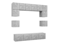 Móvel De Tv|Helloshop26 Conjunto de móveis armário aparador tv televisão sala quarto sala 8 peças madeira projetada cinza 02_0025255 Castanho