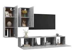 Móvel De Tv*Helloshop26 Conjunto de móveis armário aparador TV televisão sala de estar quarto sala de estar 4 peças madeira projetada cinza 02_0024712 Castanho