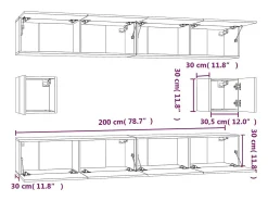 Clearance Helloshop26 Conjunto de móveis armário aparador tv televisão sala quarto sala 6 peças madeira projetada branca 02_0025010 Branco