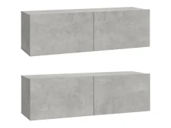Móvel De Tv|Helloshop26 Conjunto de móveis armário aparador TV televisão sala de estar quarto sala 4 peças madeira projetada cinza 02_0024689 Castanho