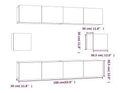 Móvel De Tv|Helloshop26 Conjunto de móveis armário aparador tv televisão sala de estar quarto 6 peças madeira projetada cinza 02_0025032 Castanho