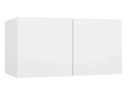 New Helloshop26 Conjunto de móveis armário aparador tv televisão sala quarto sala 7 peças madeira projetada branca 02_0025143 Branco