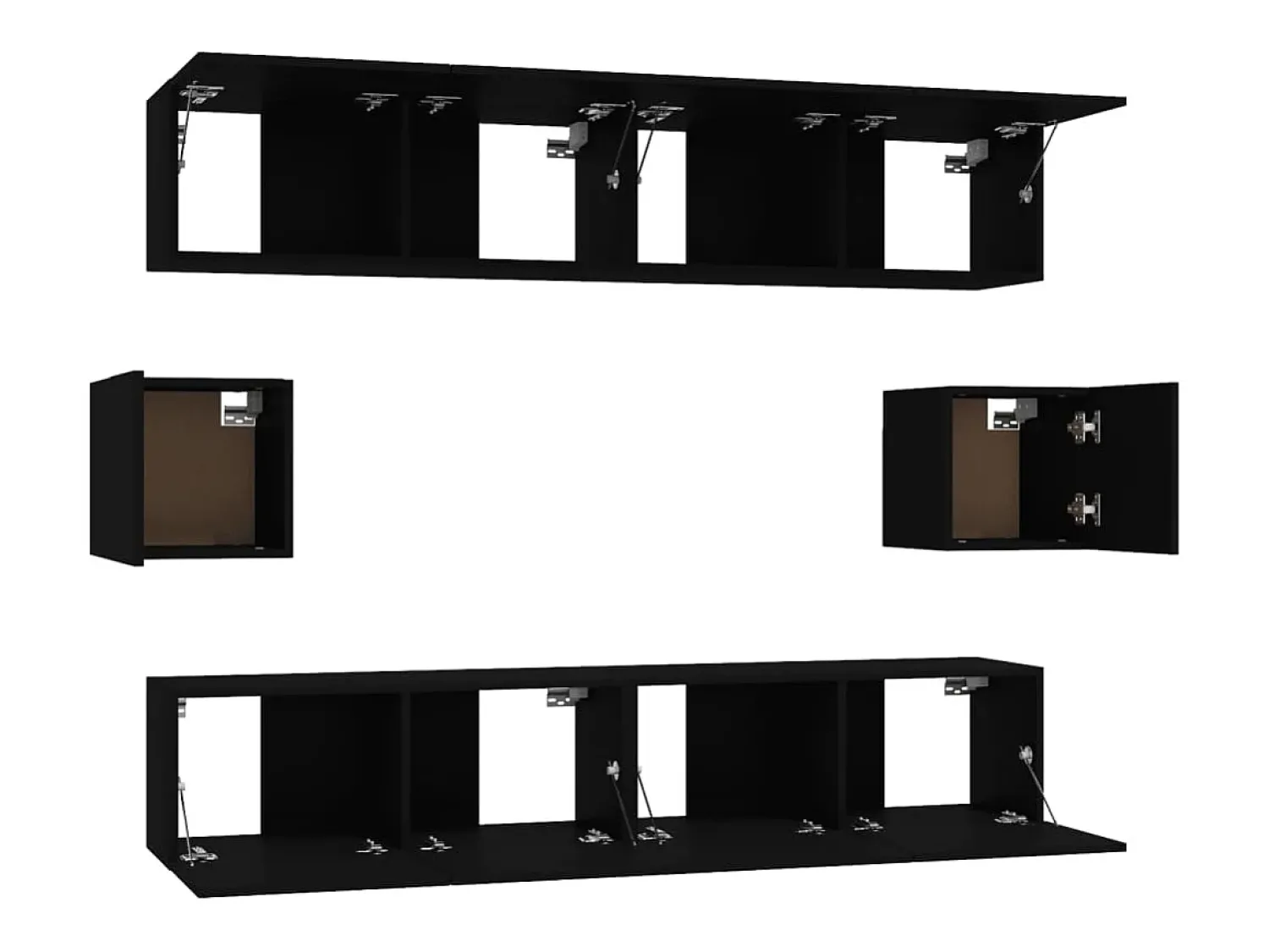 Sale Helloshop26 Conjunto de móveis armário aparador tv televisão sala de estar quarto 6 peças madeira projetada preta 02_0025071 Preto