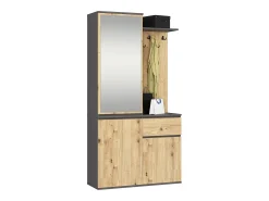 Móvel De Arrumação|Sapateira|Akord Conjunto de Móveis Clássicos ENTRO Hall Cinza Grafite/Carvalho Artisan Cinza antracite / Natural claro