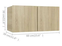 Móvel De Tv*Helloshop26 Conjunto de móveis de 4 peças incluindo guarda-roupa aparador suporte para TV sala de estar/quarto madeira de engenharia de carvalho Sonoma marrom 02_0024809 Castanho