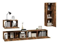 Helloshop26 Conjunto de móveis de 4 peças incluindo guarda-roupa aparador móvel para TV sala de estar/quarto sofá carvalho defumado madeira engenheirada marrom 02_0024801^ Móvel De Tv