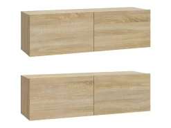 Outlet Helloshop26 Conjunto de móveis de 4 peças incluindo guarda-roupa aparador suporte para TV sala de estar/quarto madeira de engenharia de carvalho Sonoma marrom 02_0024811 Castanho