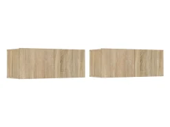Outlet Helloshop26 Conjunto de móveis de 4 peças incluindo guarda-roupa aparador suporte para TV sala de estar/quarto madeira de engenharia de carvalho Sonoma marrom 02_0024811 Castanho
