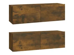 Outlet Helloshop26 Conjunto de móveis de 4 peças incluindo guarda-roupa aparador móvel para TV sala de estar/quarto sofá carvalho defumado madeira industrializada marrom 02_0024796 Castanho
