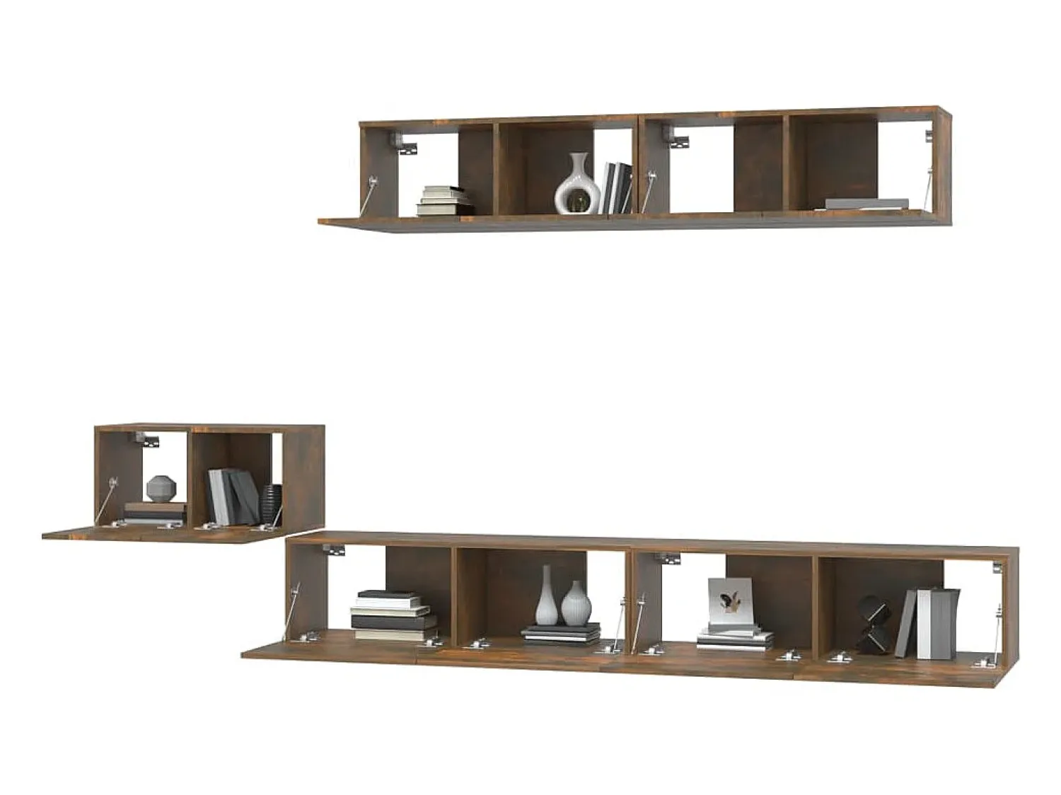 Helloshop26 Conjunto de móveis de 5 peças incluindo guarda-roupa aparador rack para TV sala de estar/quarto sofá carvalho defumado madeira industrializada marrom 02_0024965^ Móvel De Tv
