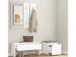 Best Conjunto de móveis de corredor derivados de madeira PT305519 Branco