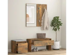 Conjunto de móveis de corredor derivados de madeira fumado PT124398^ Móvel De Entrada