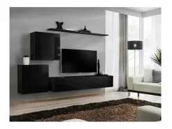 Móvel De Tv*Price Factory Conjunto de móveis de parede para sala SWITCH V design, cor brilhante. Preto
