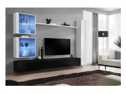 Price Factory Conjunto de móveis de parede para sala SWITCH XVIII design, nas cores e branco brilhante.^ Móvel De Tv