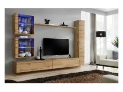 Móvel De Tv|Price Factory Conjunto de móveis de parede para sala SWITCH XVIII, cor carvalho Wotan. Castanho