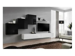 Price Factory Conjunto de móveis de parede para sala SWITCH X, design, nas cores e preto brilhante.^ Móvel De Tv