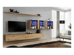 Price Factory Conjunto de móveis de parede para sala SWITCH XVII, design, cor carvalho Wotan.^ Móvel De Tv