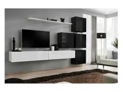 Price Factory Conjunto de móveis de parede para sala SWITCH IX design, nas cores e preto brilhante.^ Móvel De Tv