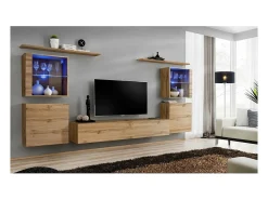 Móvel De Tv|Price Factory Conjunto de móveis de parede para sala de estar SWITCH XIV, design, cor carvalho Wotan. Castanho