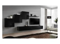 Móvel De Tv|Price Factory Conjunto de móveis de parede para sala de estar SWITCH X, cor brilhante. Preto