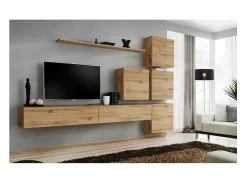 Móvel De Tv*Price Factory Conjunto de móveis de parede para sala de estar SWITCH IX design, cor carvalho Wotan. Castanho