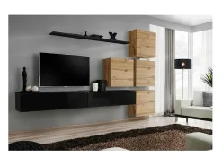 Price Factory Conjunto de móveis de parede para sala de estar SWITCH IX design, cor brilhante e carvalho Wotan.^ Móvel De Tv