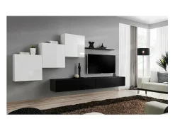 Hot Price Factory Conjunto de móveis de parede para sala de estar SWITCH X, design, nas cores e branco brilhante. Preto