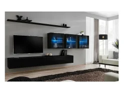 Móvel De Tv|Price Factory Conjunto de móveis de parede para sala de estar SWITCH XVII, cor brilhante. Preto