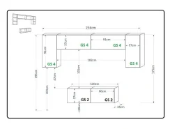 Price Factory Conjunto de móveis de sala de estar s suspensos, coleção CEPTO II, 256cm, 6 portas, 4 prateleiras, leds, modulares. Branco
