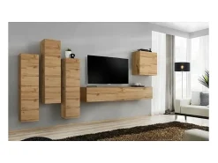 Outlet Price Factory Conjunto de móveis de sala de estar design da coleção SWITCH III. Cor carvalho Wotan. Castanho