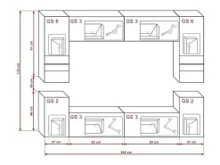 Móvel De Tv|Price Factory Conjunto de móveis de sala de estar s, suspensos, coleção CEPTO XXVII. 240cm, 8 móveis, leds, modulares. Preto